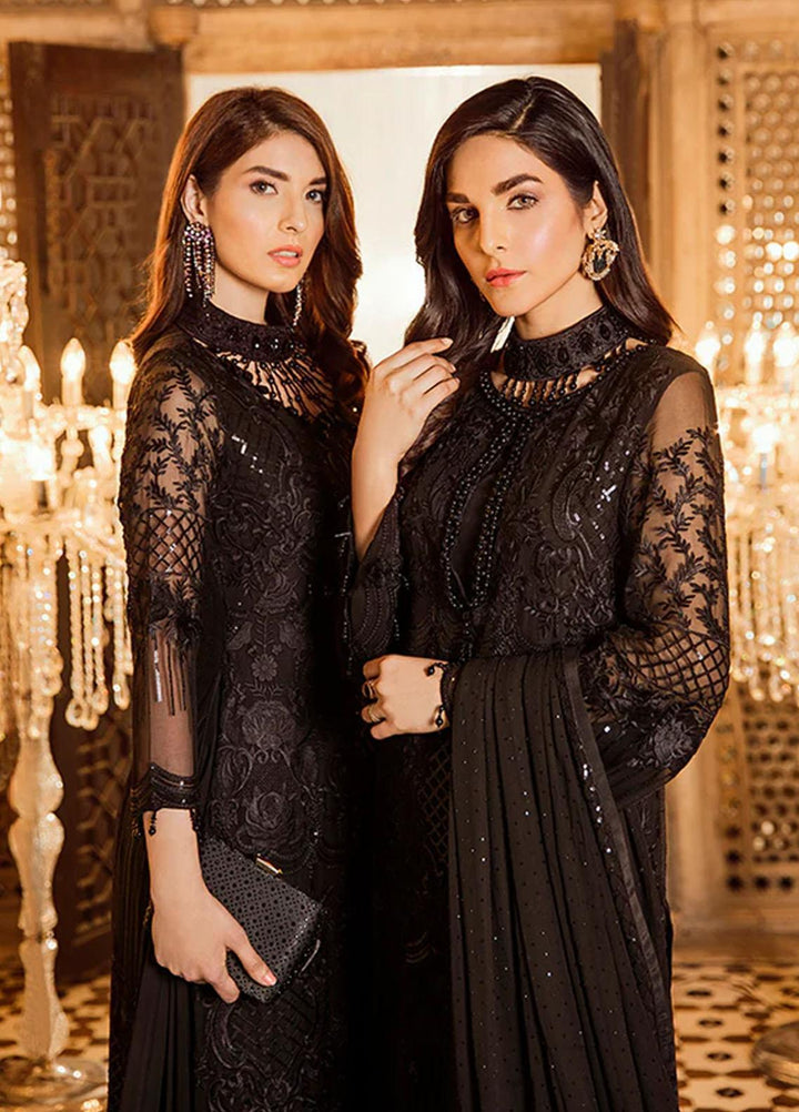 Flossie Embroidered Chiffon Suits Unstitched 3 Piece DARK MAZE - Luxury Collection