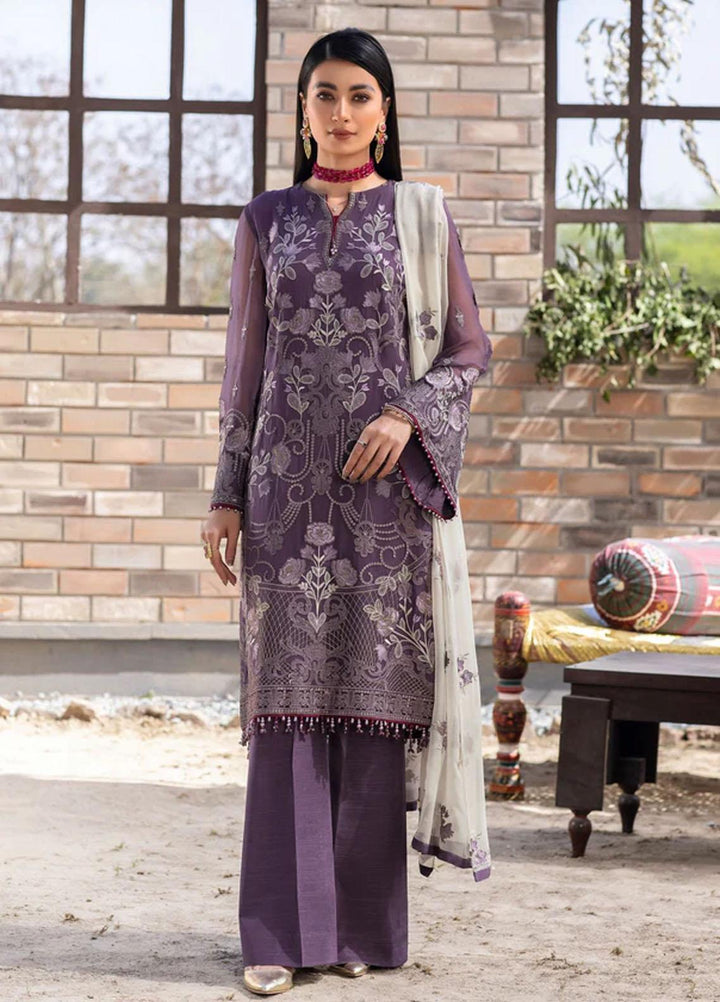 Flossie Embroidered Chiffon Suits Unstitched 3 Piece DEWBERRY - Luxury Collection