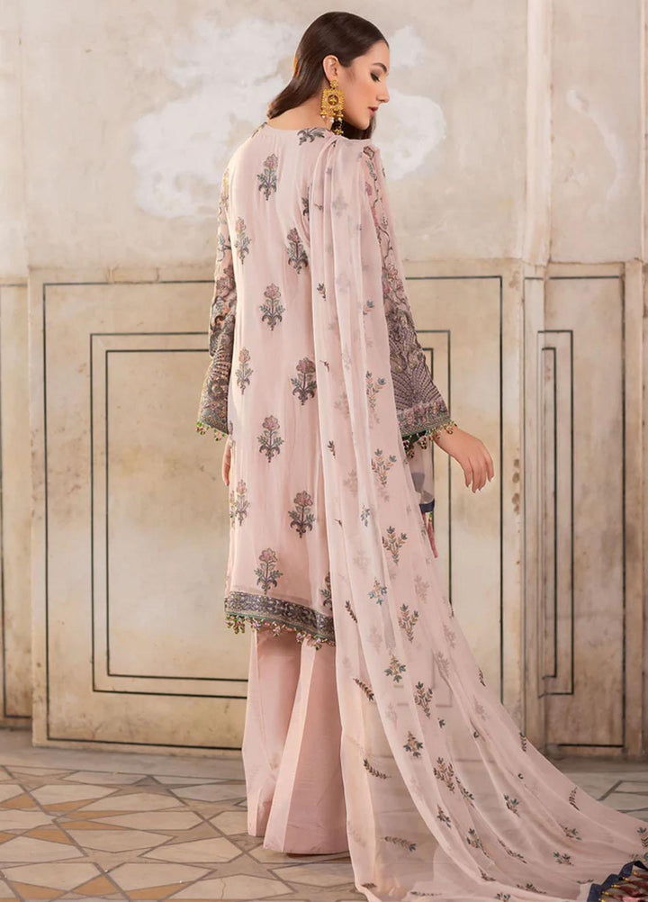 Flossie Embroidered Chiffon Suits Unstitched 3 Piece DOVE - Luxury Collection