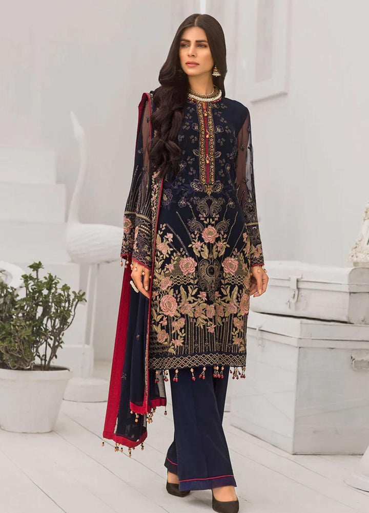 Flossie Embroidered Chiffon Suits Unstitched 3 Piece FRASCO - Luxury Collection