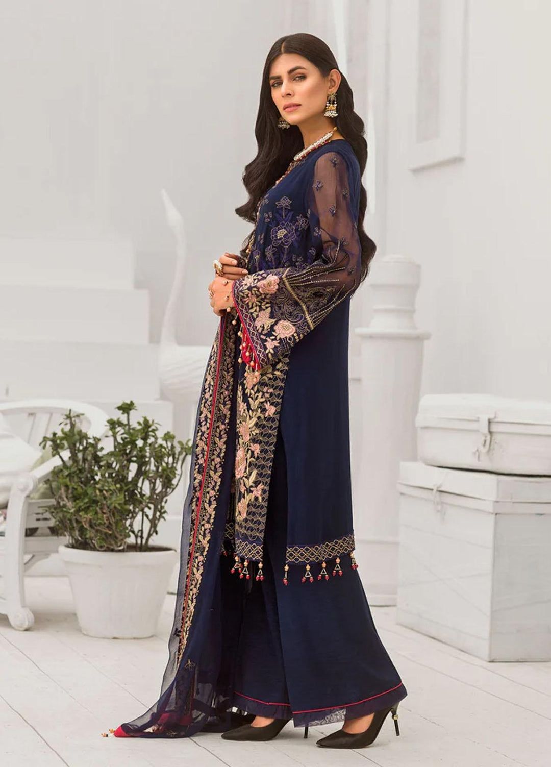Flossie Embroidered Chiffon Suits Unstitched 3 Piece FRASCO - Luxury Collection
