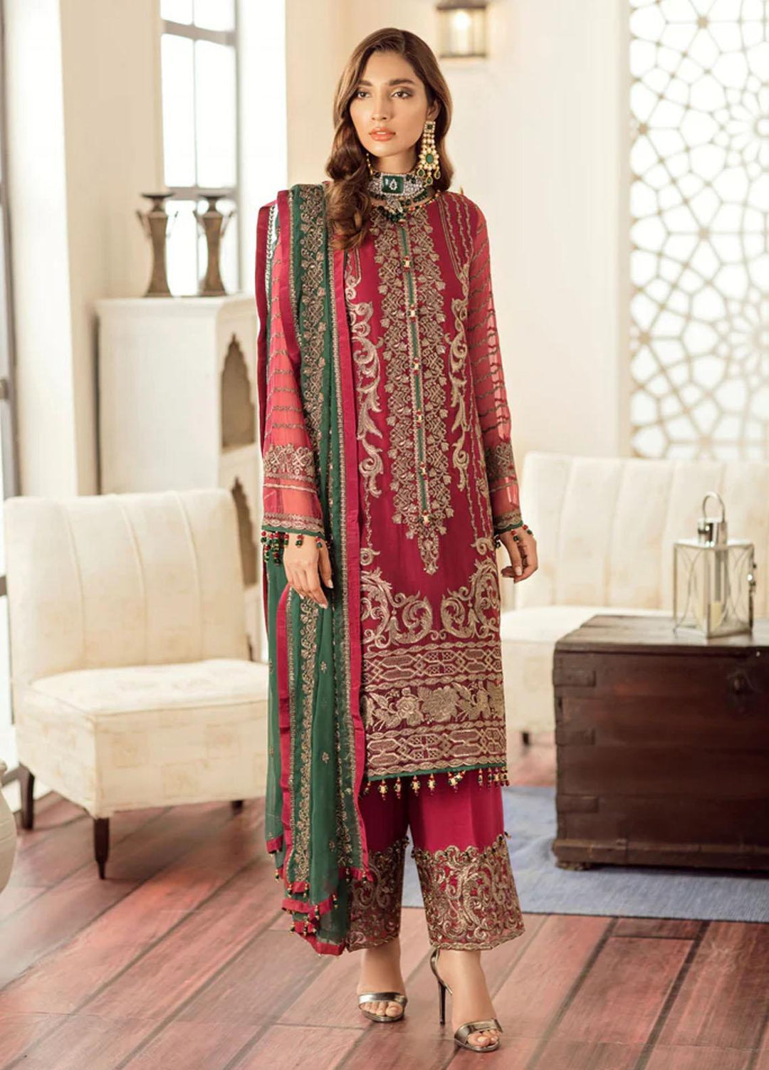 Flossie Embroidered Chiffon Suits Unstitched 3 Piece GRANDIOSE - Luxury Collection
