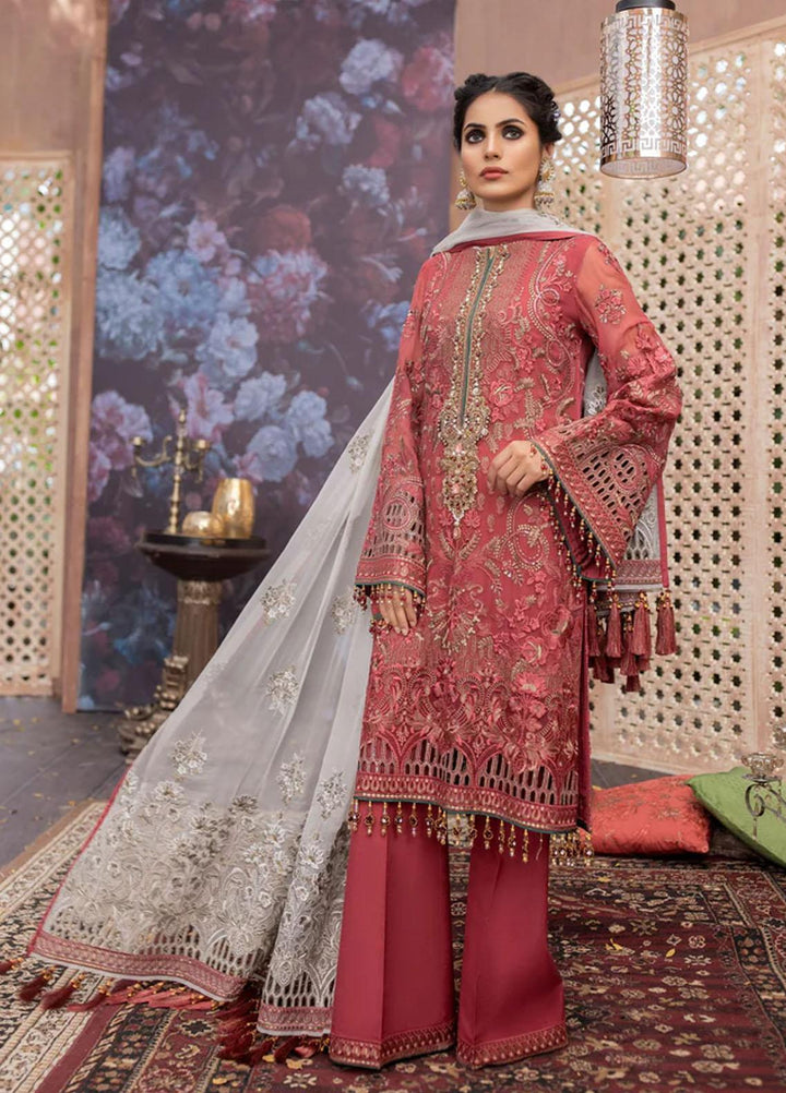 Flossie Embroidered Chiffon Suits Unstitched 3 Piece HIBISCUS - Luxury Collection