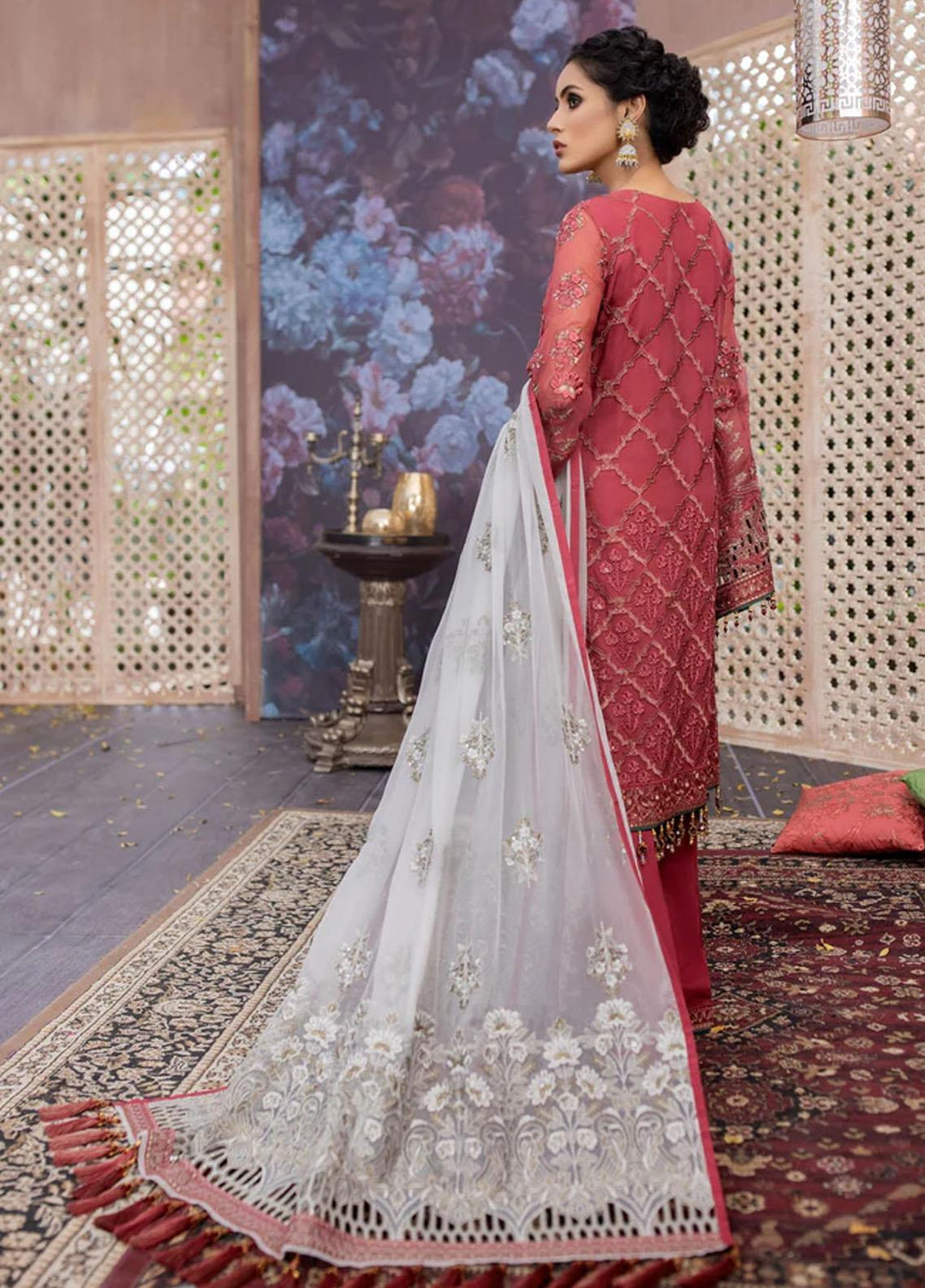 Flossie Embroidered Chiffon Suits Unstitched 3 Piece HIBISCUS - Luxury Collection