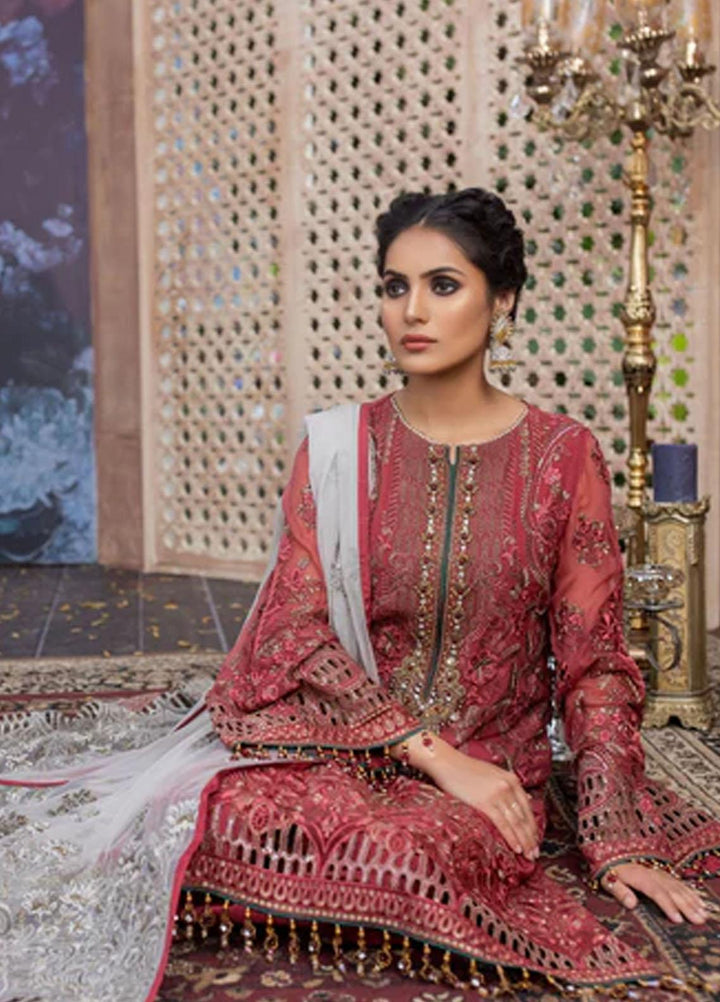 Flossie Embroidered Chiffon Suits Unstitched 3 Piece HIBISCUS - Luxury Collection