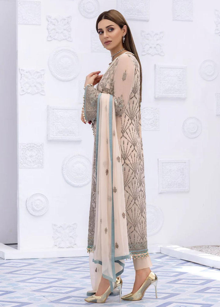 Flossie Embroidered Chiffon Suits Unstitched 3 Piece HONEY PEACH - Luxury Collection