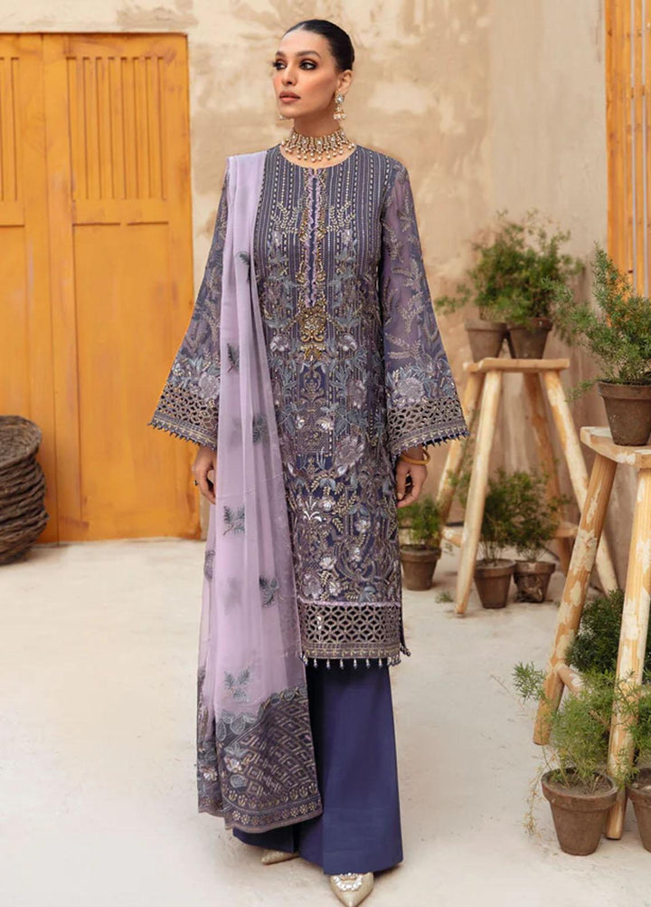Flossie Embroidered Chiffon Suits Unstitched 3 Piece JACARANDA - Luxury Collection