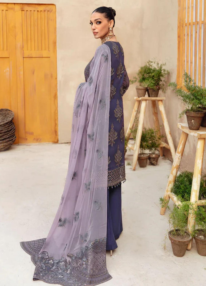 Flossie Embroidered Chiffon Suits Unstitched 3 Piece JACARANDA - Luxury Collection