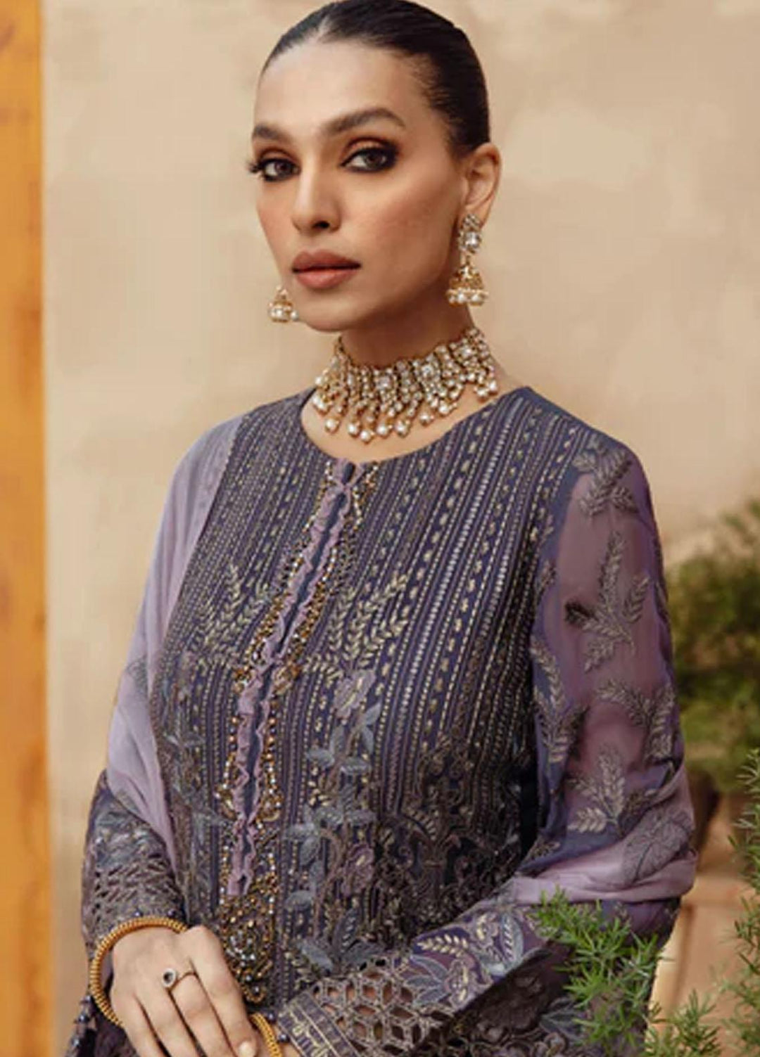 Flossie Embroidered Chiffon Suits Unstitched 3 Piece JACARANDA - Luxury Collection