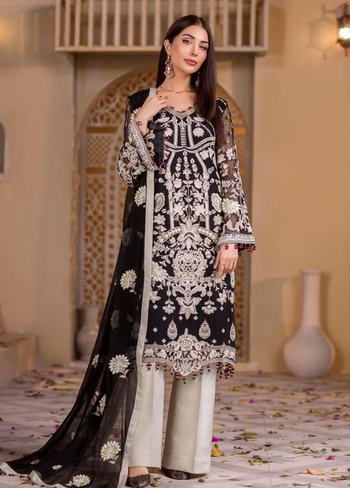 Flossie Embroidered Chiffon Suits Unstitched 3 Piece LA FORET - Luxury Collection