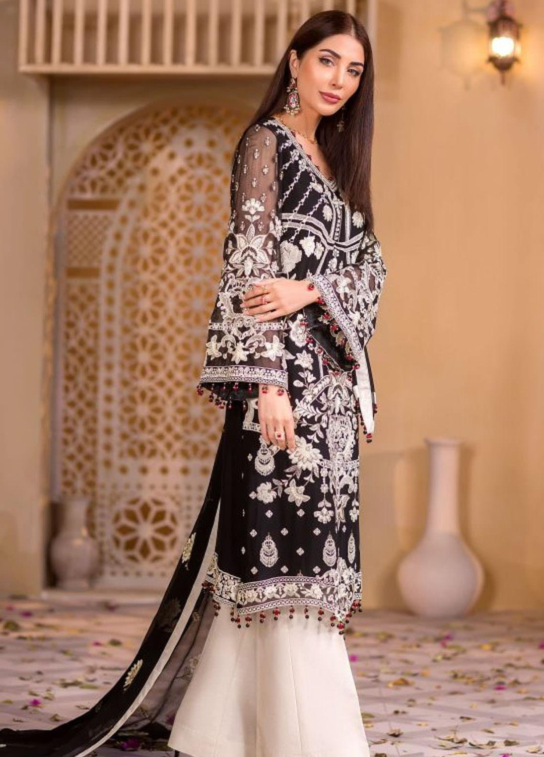 Flossie Embroidered Chiffon Suits Unstitched 3 Piece LA FORET - Luxury Collection