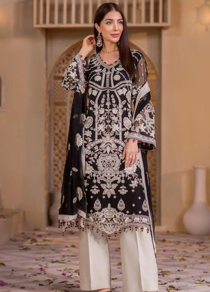 Flossie Embroidered Chiffon Suits Unstitched 3 Piece LA FORET - Luxury Collection