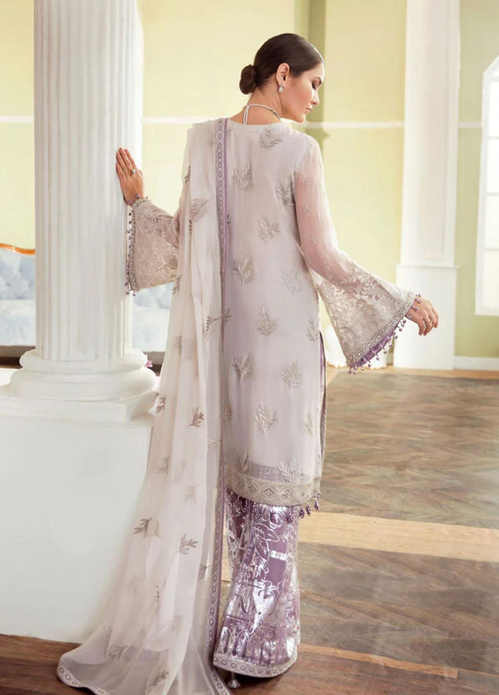 Flossie Embroidered Chiffon Suits Unstitched 3 Piece MARSHMALLOW - Luxury Collection