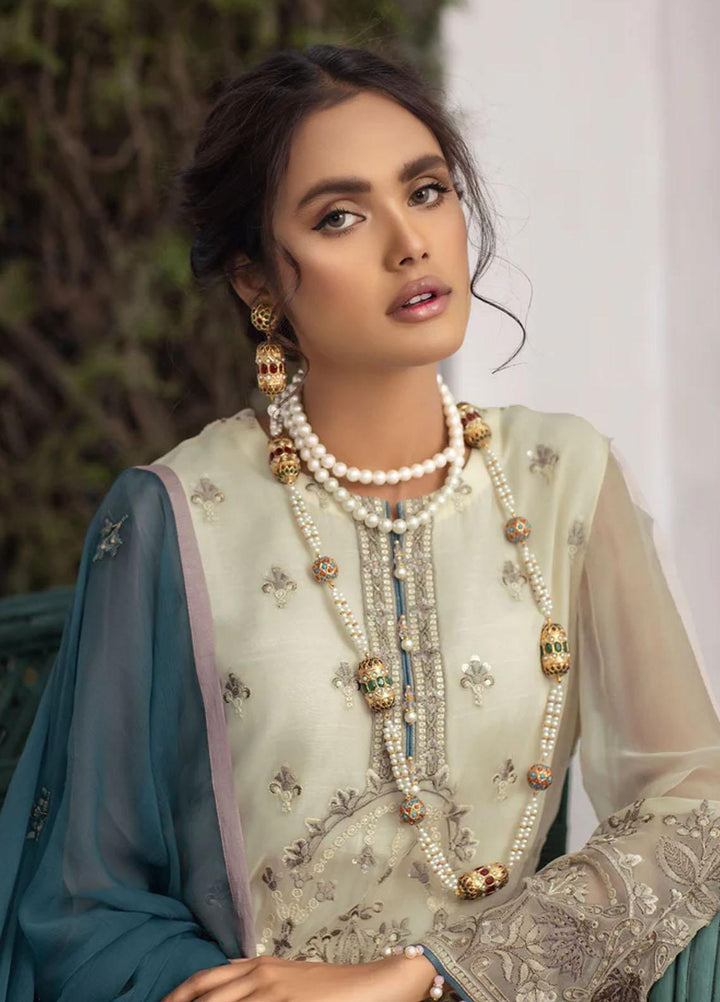 Flossie Embroidered Chiffon Suits Unstitched 3 Piece MELLOW BUFF - Luxury Collection