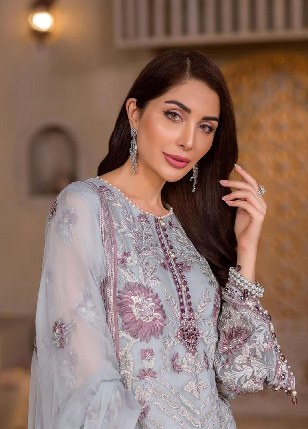 Flossie Embroidered Chiffon Suits Unstitched 3 Piece MORENCI - Luxury Collection