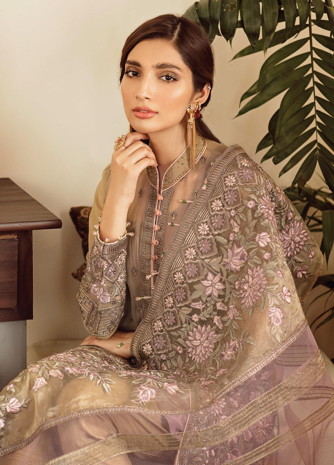 Flossie Embroidered Chiffon Suits Unstitched 3 Piece ORNATE - Luxury Collection
