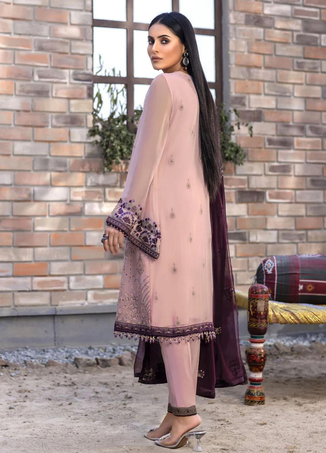 Flossie Embroidered Chiffon Suits Unstitched 3 Piece PINKESQUE - Luxury Collection