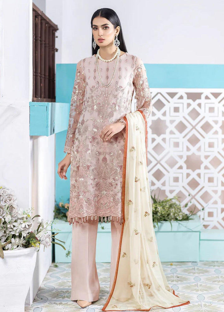 Flossie Embroidered Chiffon Suits Unstitched 3 Piece POWDER PUFF - Luxury Collection