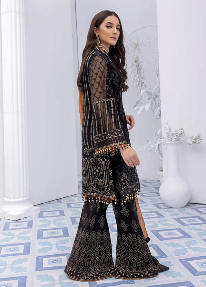 Flossie Embroidered Chiffon Suits Unstitched 3 Piece RAVEN - Luxury Collection