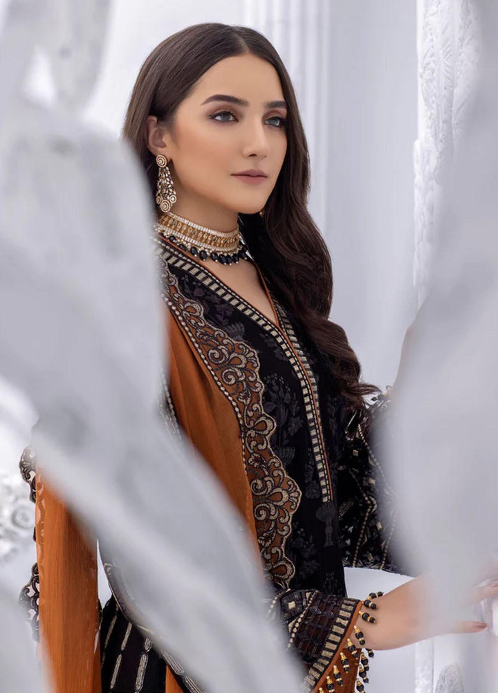 Flossie Embroidered Chiffon Suits Unstitched 3 Piece RAVEN - Luxury Collection