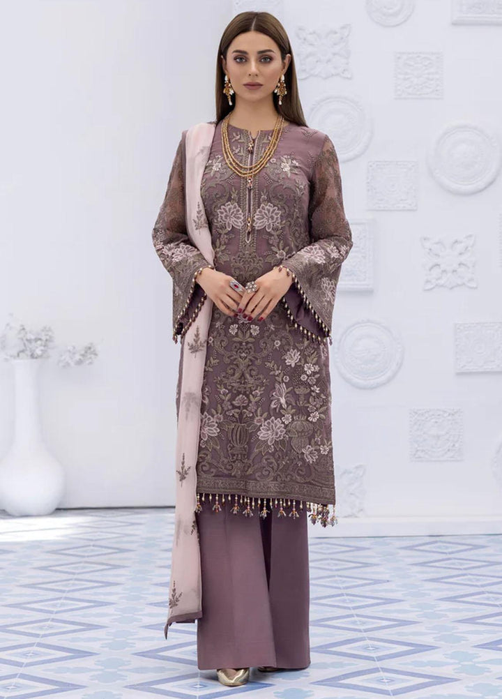 Flossie Embroidered Chiffon Suits Unstitched 3 Piece ROAN ROUGE - Luxury Collection