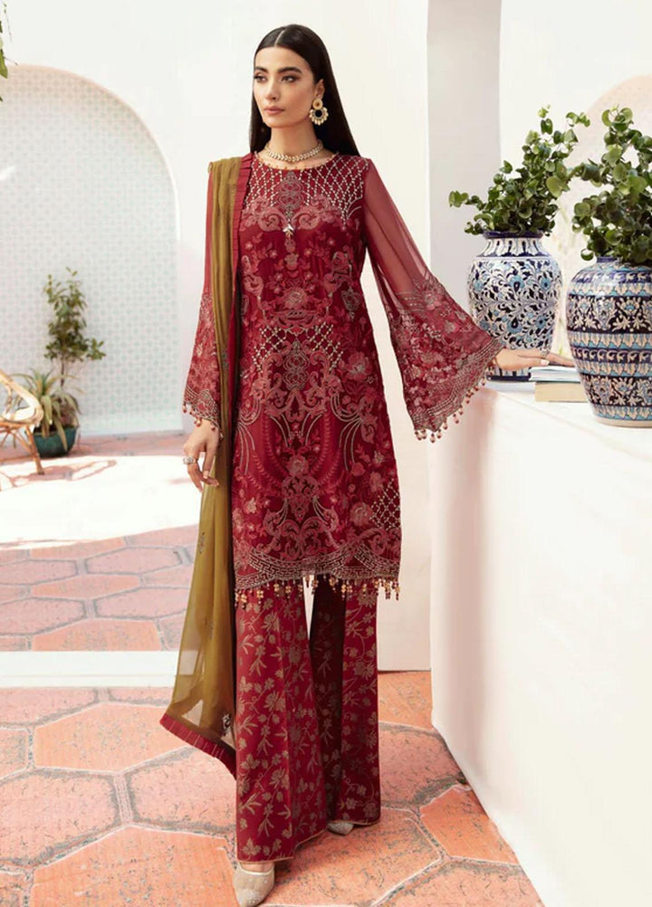 Flossie Embroidered Chiffon Suits Unstitched 3 Piece RUBOCONDO - Luxury Collection