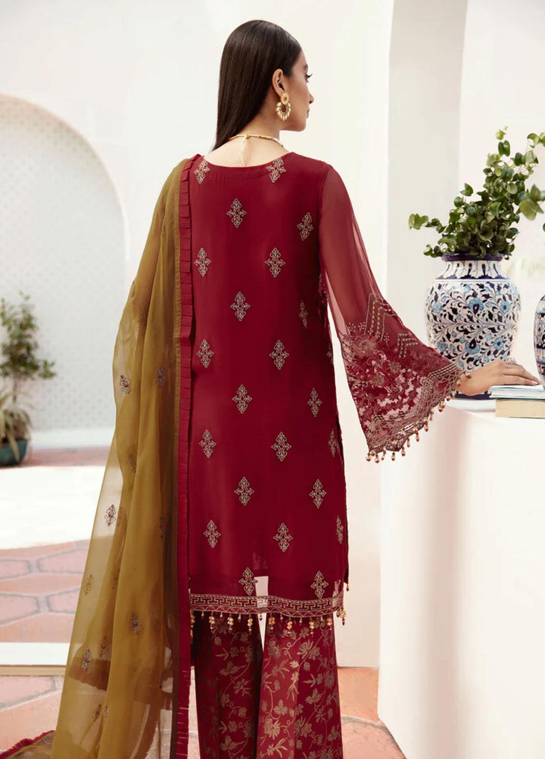 Flossie Embroidered Chiffon Suits Unstitched 3 Piece RUBOCONDO - Luxury Collection