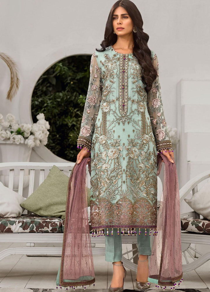 Flossie Embroidered Chiffon Suits Unstitched 3 Piece SAVIDORIA - Luxury Collection