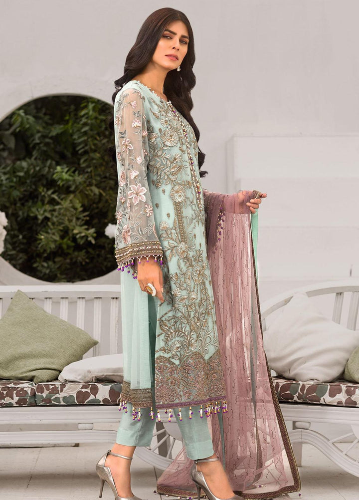 Flossie Embroidered Chiffon Suits Unstitched 3 Piece SAVIDORIA - Luxury Collection