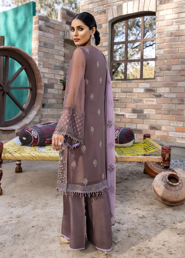 Flossie Embroidered Chiffon Suits Unstitched 3 Piece SEPIA - Luxury Collection