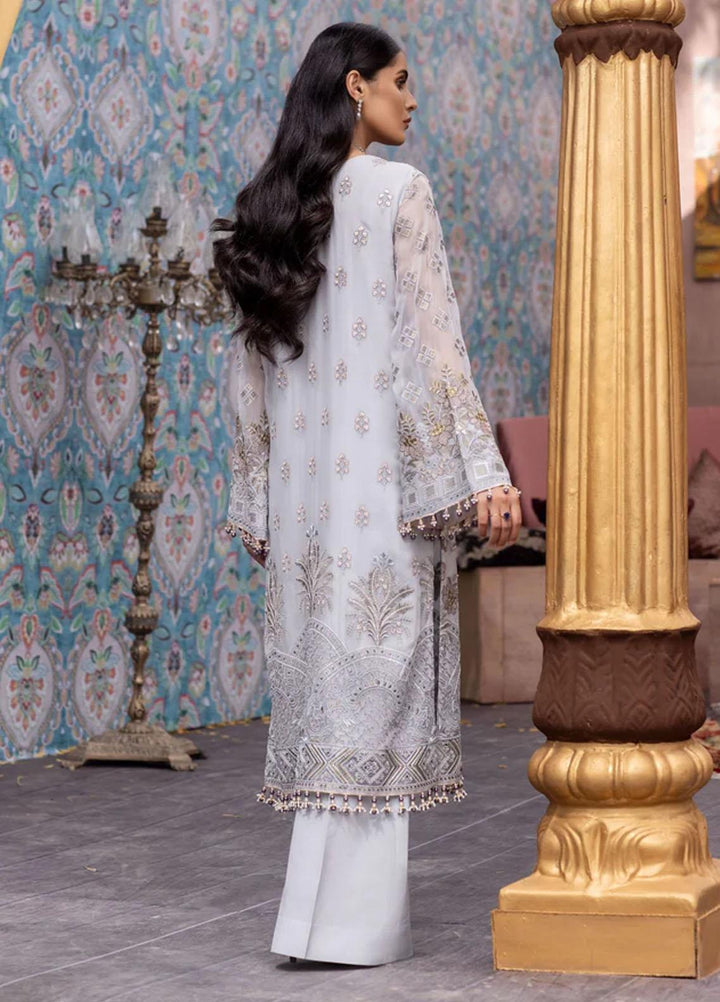 Flossie Embroidered Chiffon Suits Unstitched 3 Piece SILVER FROST - Luxury Collection