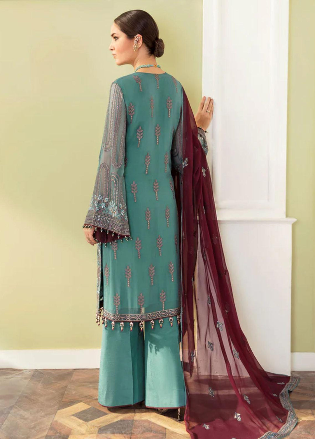 Flossie Embroidered Chiffon Suits Unstitched 3 Piece SLUSHY - Luxury Collection