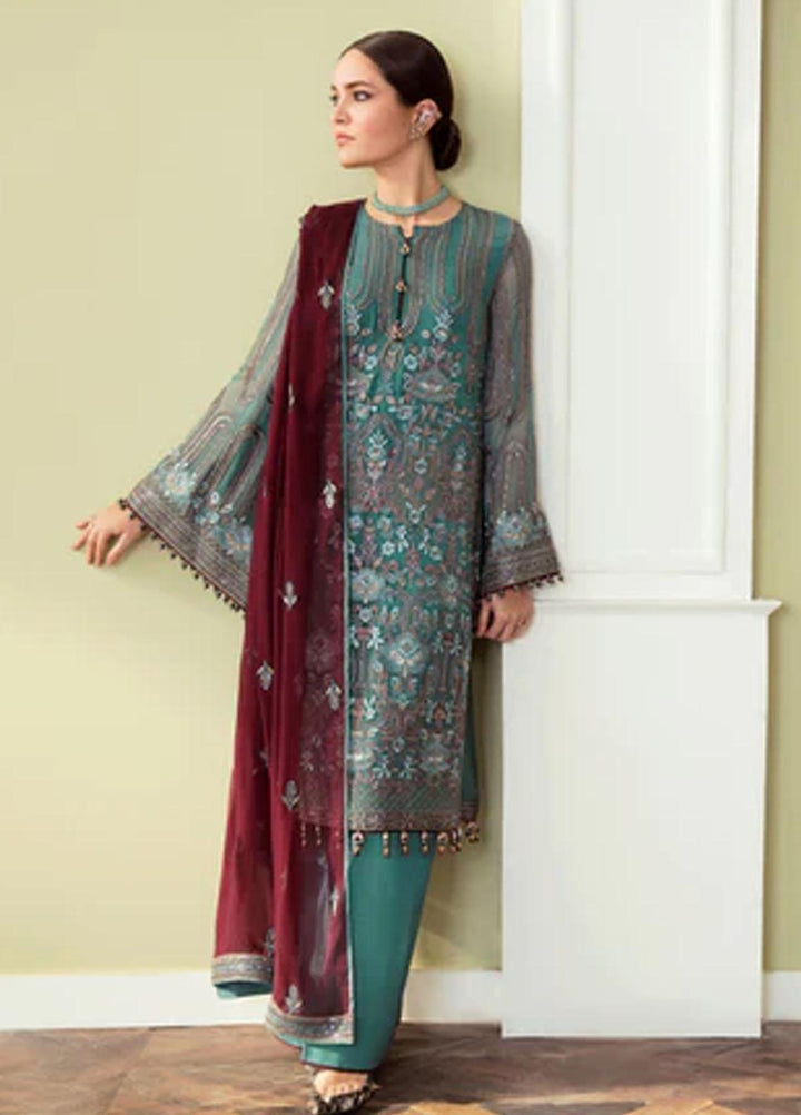 Flossie Embroidered Chiffon Suits Unstitched 3 Piece SLUSHY - Luxury Collection
