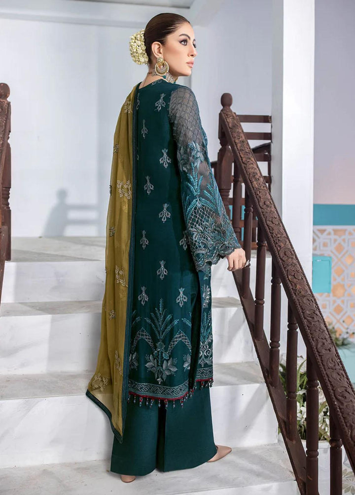 Flossie Embroidered Chiffon Suits Unstitched 3 Piece SPA BLUE - Luxury Collection