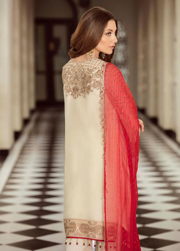 Flossie Embroidered Chiffon Suits Unstitched 3 Piece WHITE OPULENCE - Luxury Collection