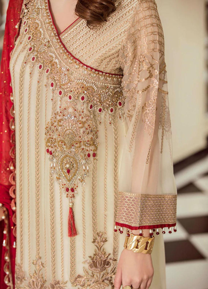 Flossie Embroidered Chiffon Suits Unstitched 3 Piece WHITE OPULENCE - Luxury Collection