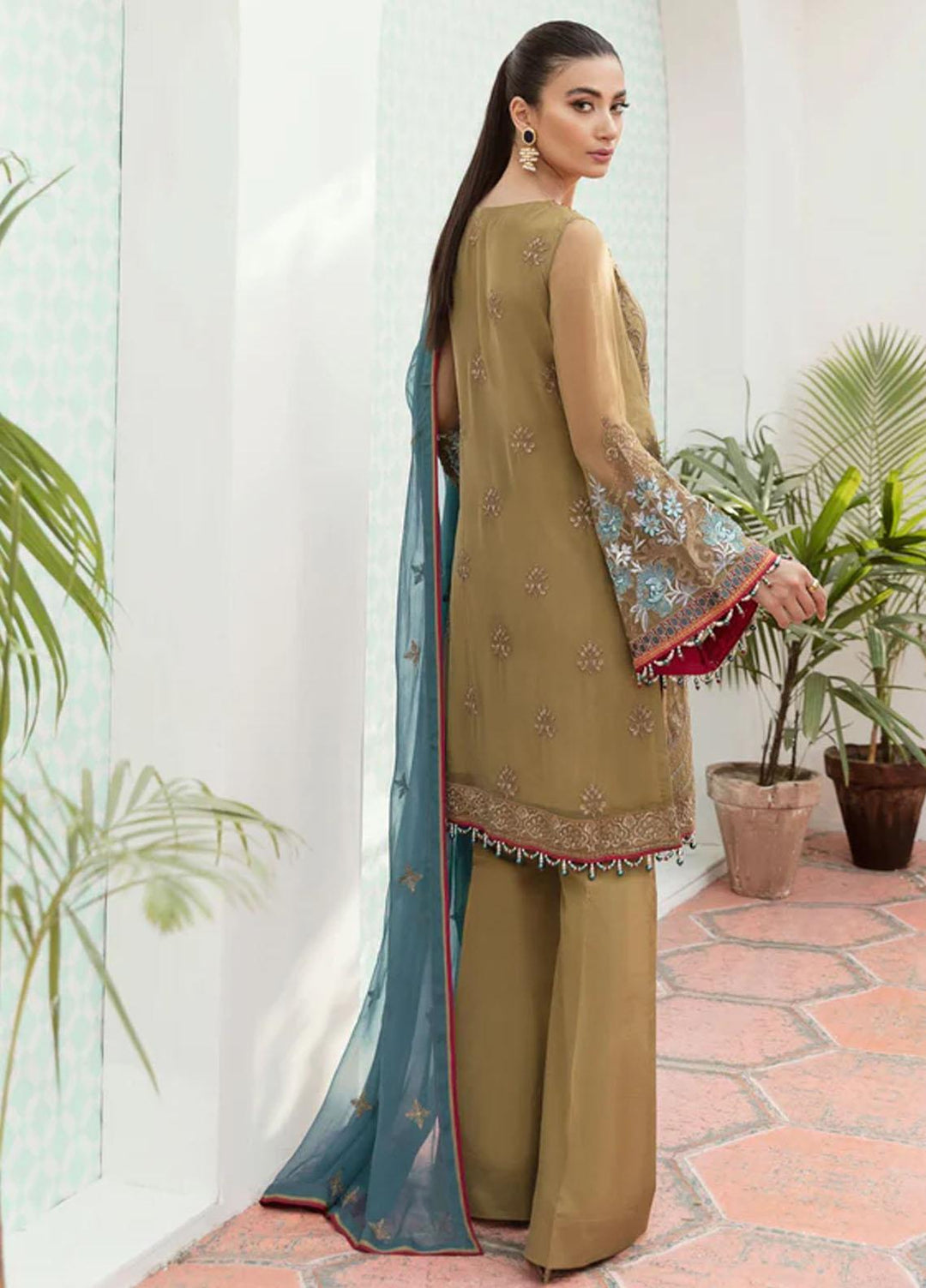 Flossie Embroidered Chiffon Suits Unstitched 3 Piece WILLOW - Luxury Collection