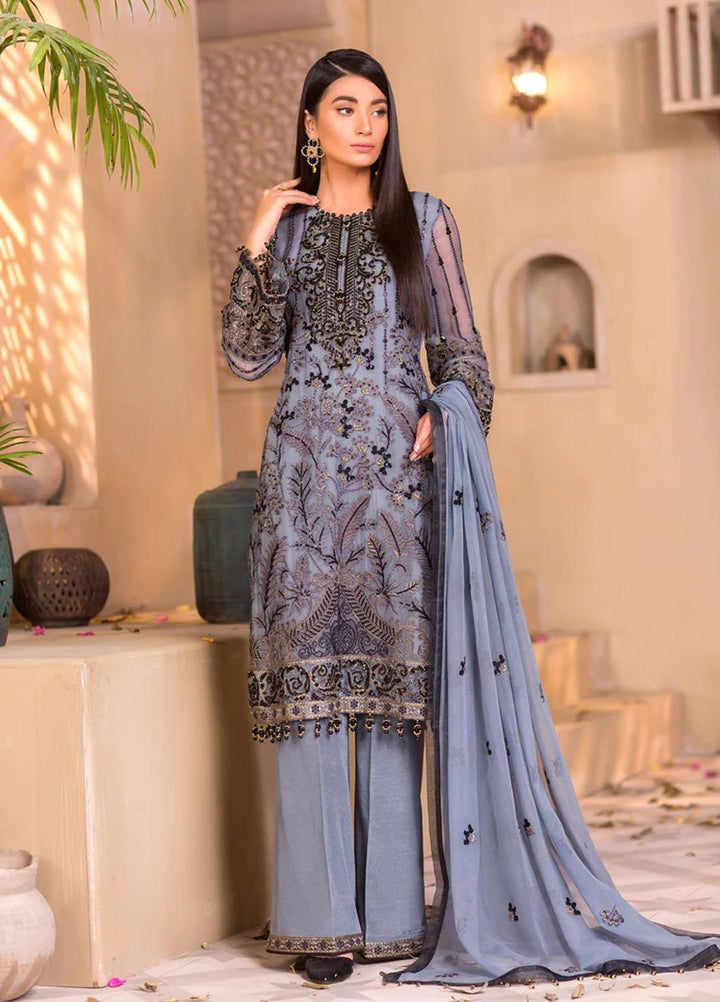 Flossie Embroidered Chiffon Suits Unstitched 3 Piece ZEB - Luxury Collection