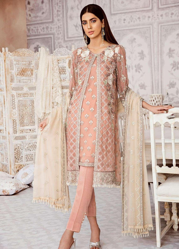Flossie Embroidered Chiffon Suits Unstitched 3 Piece Ember Glow - Luxury Collection
