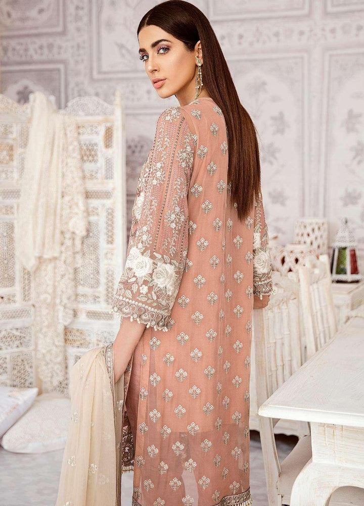 Flossie Embroidered Chiffon Suits Unstitched 3 Piece Ember Glow - Luxury Collection