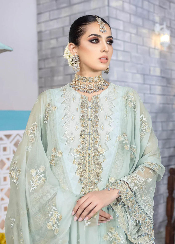 Flossie Embroidered Chiffon Suits Unstitched 3 Piece Morning Mist - Luxury Collection