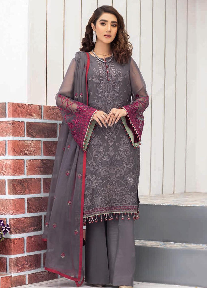 Flossie Embroidered Chiffon Suits Unstitched 3 Piece STROM FRONT - Luxury Collection