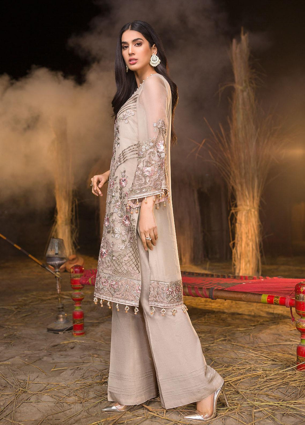 Flossie Embroidered Chiffon Suits Unstitched 3 Piece FLORES - Luxury Collection