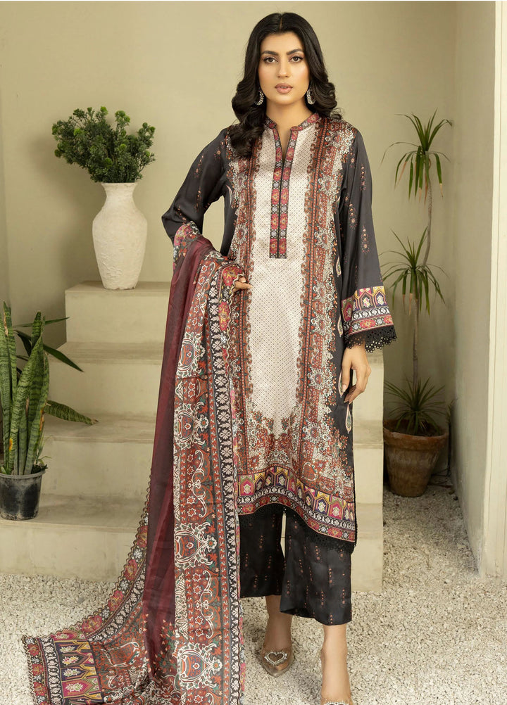 Fluer Prints by Ziara Printed Cambric Suits Unstitched 3 Piece ZI25FP Noir - Summer Collection