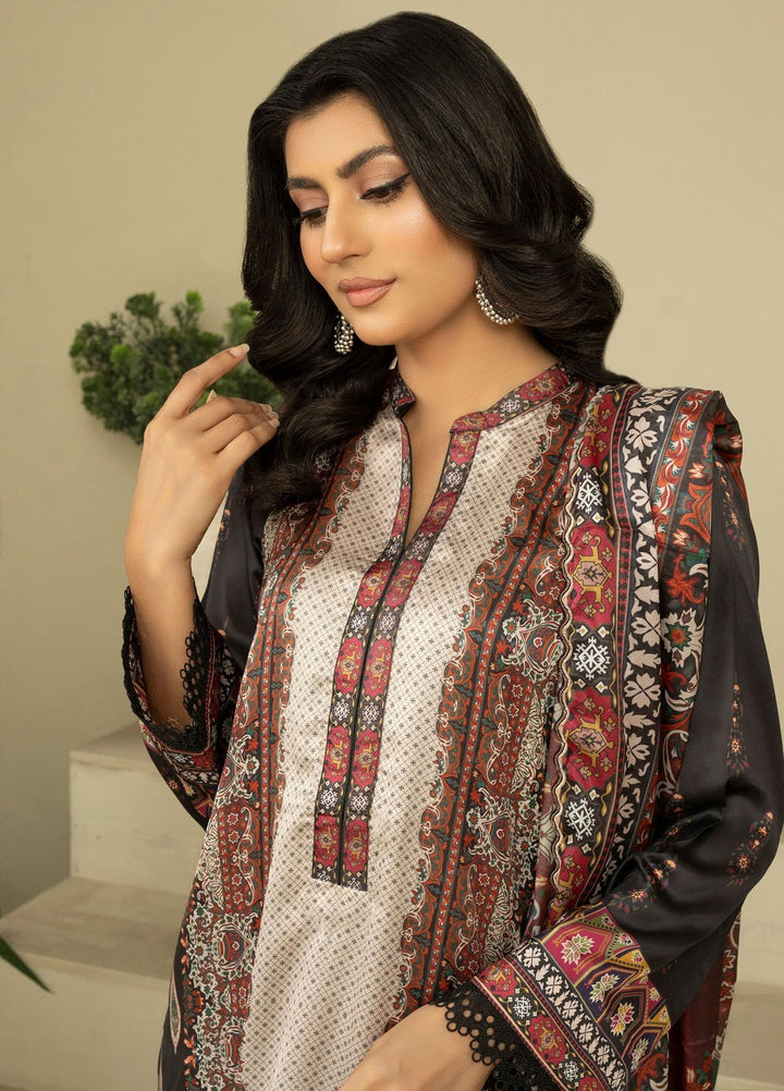 Fluer Prints by Ziara Printed Cambric Suits Unstitched 3 Piece ZI25FP Noir - Summer Collection