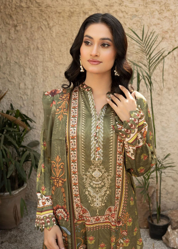 Fluer Prints by Ziara Printed Cambric Suits Unstitched 3 Piece ZI25FP Olive Oasis - Summer Collection