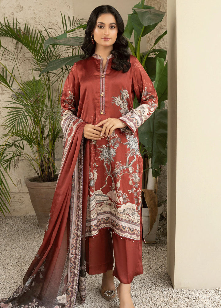 Fluer Prints by Ziara Printed Cambric Suits Unstitched 3 Piece ZI25FP Scarlet - Summer Collection