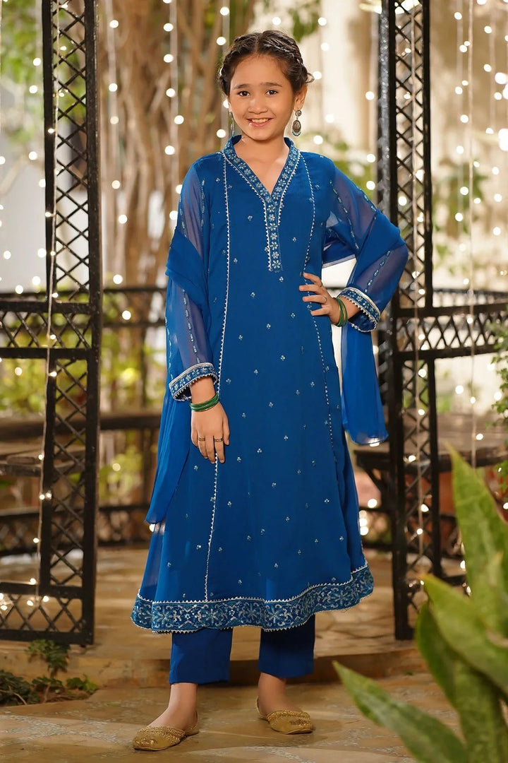 Ochre Girls Pret Embroidered Chiffon 3 Piece Suit EM-58 - Summer Collection