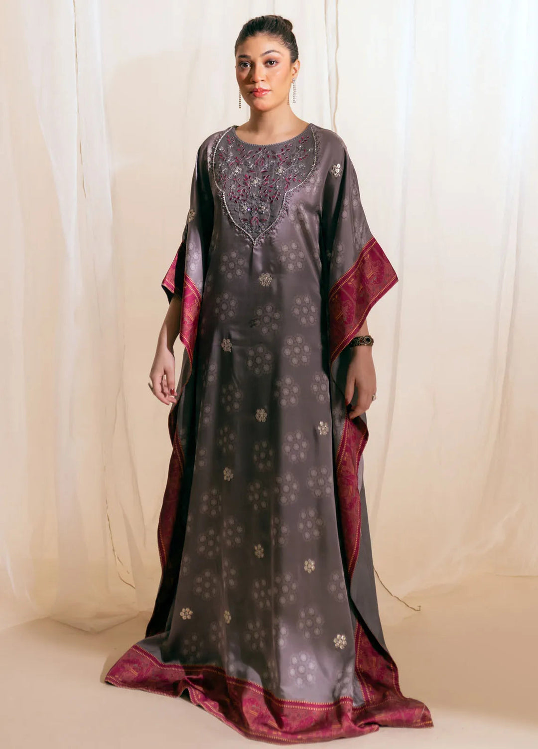 Fozia Khalid Luxury Pret Silk Kaftan Moonlit Kaftan