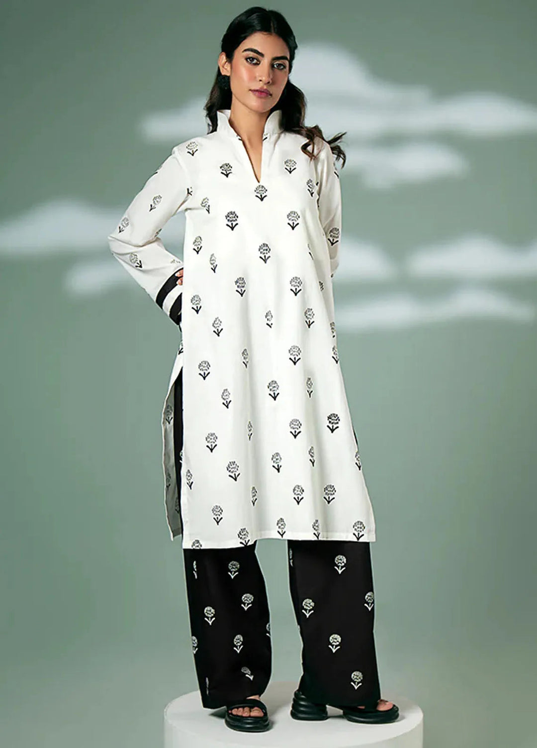 Fozia Khalid Pret Casual Cotton 2 Piece Monochrome